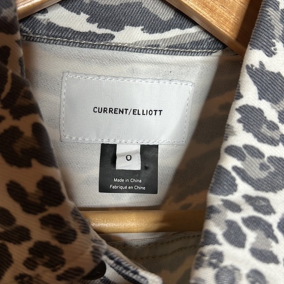 Current/Elliott Leopard Tiger Black Gray White Jean Jacket Size 0 - Picture 6 of 10